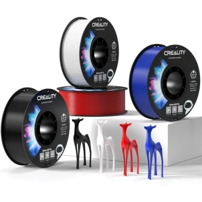Image of Creality Official PETG Filament Black+White+Red+Blue, 3D Printer 1.75mm 4Kg, No Tangling, Strong Bonding and Overhang Performance Dimensional Accuracy +/ 0.03mm