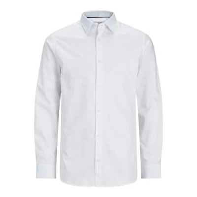 Image of JACK &amp; JONES Men&#039;s Jprblanordic Detail Shirt L/S Long Sleeve, White/fit: Comfort fit, S