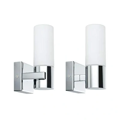 Image of Paulmann 70354 Gemini Spotlight IP44 Without lamp E14 Base max. 2x20W Hallway Light 2 Pack Wall luminaire Chrome Satin Metal Glass, 40 W