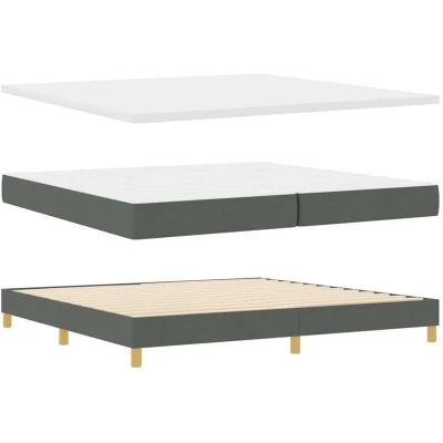 Image of vidaXL Box Spring Bed with Mattress &amp; Bench Dark Grey 200x200 cm Fabric