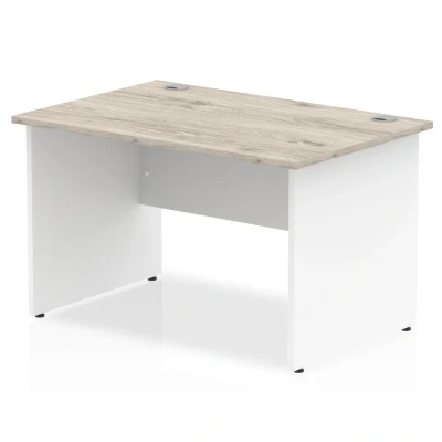 Image of Impulse 1200 x 800mm Straight Desk Grey Oak Top White Panel End Leg
