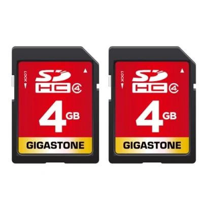Image of Gigastone 4GB SD Card 2 Pack SDHC Class 4 Memory for Photo Video Music Voice File DSLR Camera DSC Camcorder Recorder Playback PC Mac POS 2pcs in (Pack of 2), with Mini Cases