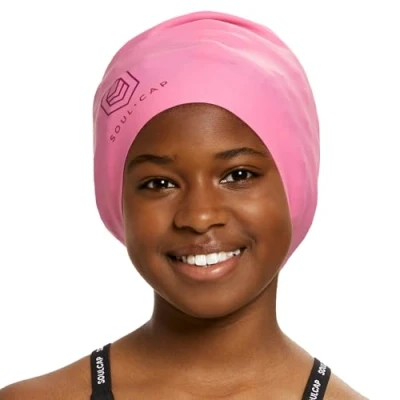 Image of SOUL Cap Kids Swim Large Swimming for Children with Long Hair, Braids, Dreadlocks, Weaves, Extensions, Curls &amp; Afros Silicone