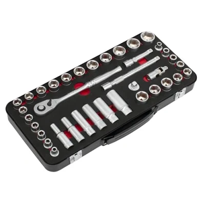 Image of Sealey Socket Set 3/8&quot;Sq Drive 37pc Metric/Imperial Premier Platinum Series