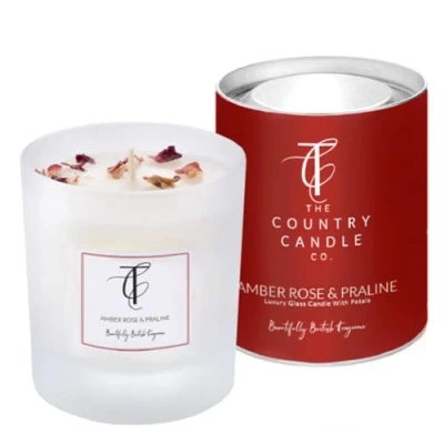 Image of The Country Candle Company Pastels Glass Velvet Rose Scented, Up to 50 Hours Burn Time