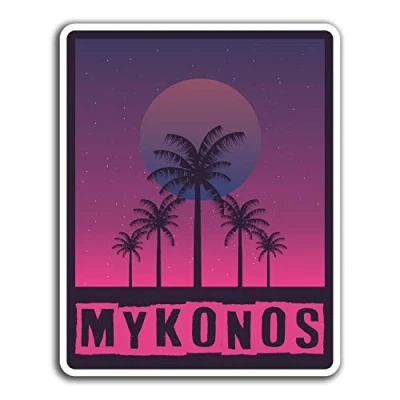 Image of 2 x 10cm Mykonos Sunset Vinyl Stickers Travel Sticker Laptop Luggage #23757 (10cm Tall)