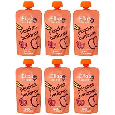 Image of (6 PACK) Ellas Kitchen S1 Peaches &amp; Bananas 120g 6 PACK BUNDLE