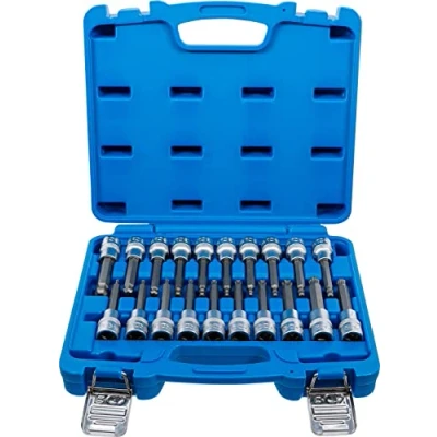 Image of BGS 5170 Bit Socket Set 12.5 mm (1/2&quot;) Drive Internal Hexagon, T Star (for Torx), Spline XZN) with Ball Head 20 pcs.