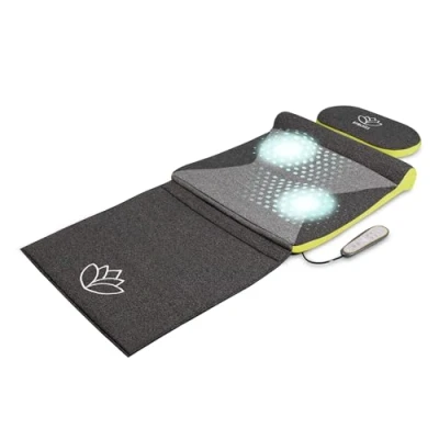 Image of HoMedics Stretch Mat XS Inspired by Yoga, Remote Control Adjustable Intensity, at Home Pre Programmed Yoga/Stretch for Back, Shoulder, Hip Support, Foldable with Support Pillow Grey