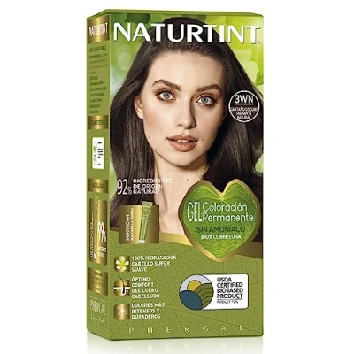 Image of NATURTINT Biobased, Ammonia Free Permanent Colouring, 100% Gray Coverage, Hair Dye, Natural Ingredients, Intense Color, and Long lasting, 3WN Radiant Dark Brown, 170 ml