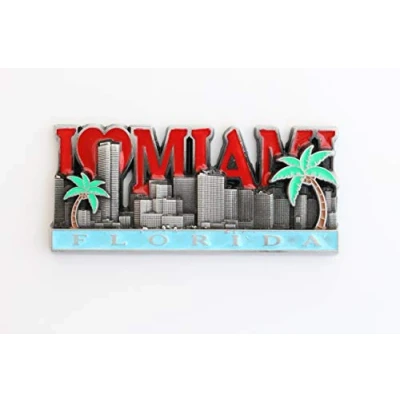 Image of Miami 3D Metal Fridge Magnet for Kitchen Refrigerator Unique Stylish Design Holiday Souvenir Gift