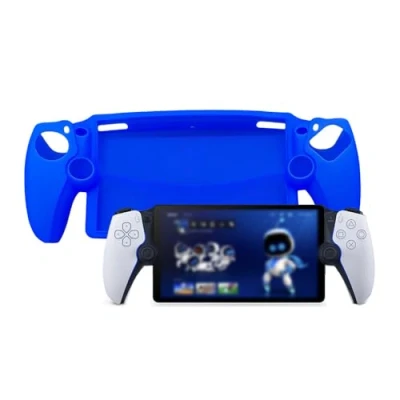 Image of QINOUK Case for Sony PlayStation Portal, Anti Scratch and Shock Absorption Protective Soft TPU Cover Compatible with Portal Blue
