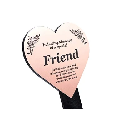 Image of Special Friend Memorial Remembrance Plaque Stake, Heart Shape Gold/Silver/Copper Waterproof, Outdoor, Grave Marker, Tribute, Plant Marker (Copper)