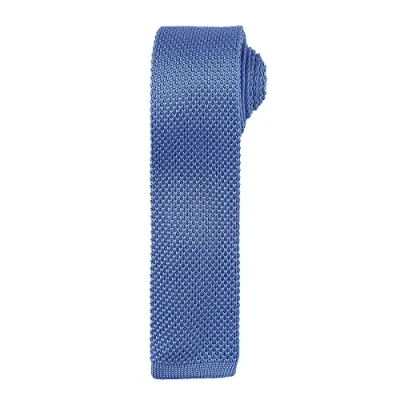 Image of Premier Slim Knitted Tie Mid Blue One Size