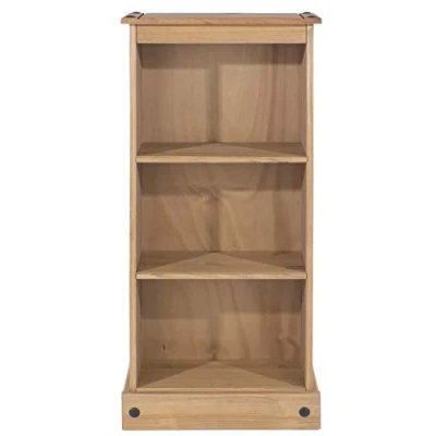 Image of 3 Tier Solid Pine Bookcase Narrow Display Shelving Storage Unit Wood Furniture