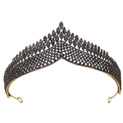 Image of Wedding Tiara, Vofler Black Bride Crown Baroque Anastasia Crystal Rhinestone Headpieces Head Accessories for Bridal Women Queen Girls Princess Birthday Quinceanera Pageant Homecoming Costume Party