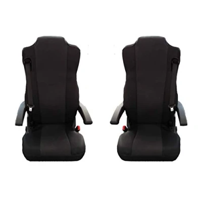 Image of Texmar TRUCK FABRIC TAILORED SEAT COVERS BLACK 2 pieces DESIGNED TO FIT Mercedes Actros Giga Space MP4