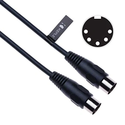 Image of 5 DIN MIDI Cable Jack Plug Male to Audio Lead for Controller, Synthesizer, Piano Keyboard, Sequencer, Electronic drums, Drum machine, Effect Processor, Sampler, Multi Pedal 3m