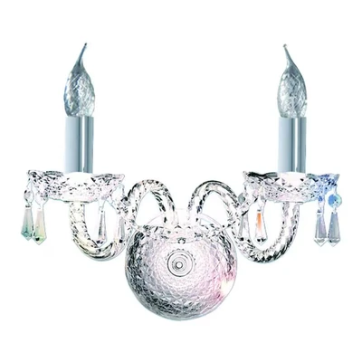 Image of Searchlight Lighting Hale Indoor Candle Wall 2 Light Chrome with Crystals, E14