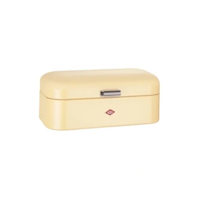 Image of WESCO Grandy bread bin in almond, powder coated sheet steel, ventilation holes and sturdy handle
