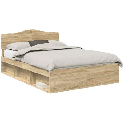 Image of vidaXL Bed Frame Sonoma Oak 150 x 200 cm Solid Pine Wood