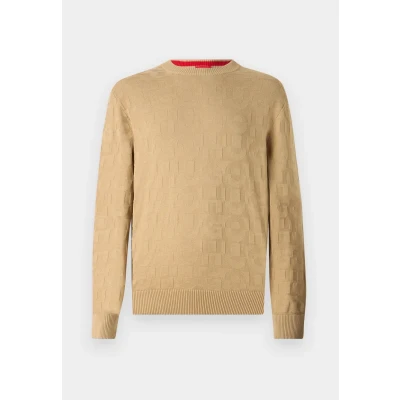 Image of HUGO Splittum Jumper, Men&#039;s, Size: XXL, Medium beige