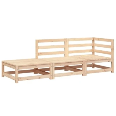 Image of vidaXL 2 Seater Outdoor Solid Pine Wood Garden Sofa with Footstool Modular Design, Rustic Brown