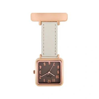 Image of Annie Apple Square Rose Gold/Grey Leather Nurses Nurse Hairdresser Beautician Pocket Fob Watch
