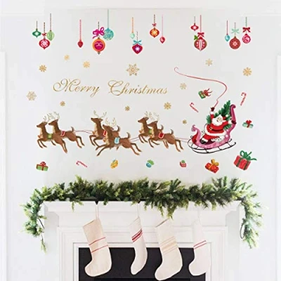 Image of Decalplanet Christmas Wall Decals Xmas Snowflake Window Clings Removable DIY Art Holiday Sticker Bedroom Door Décor