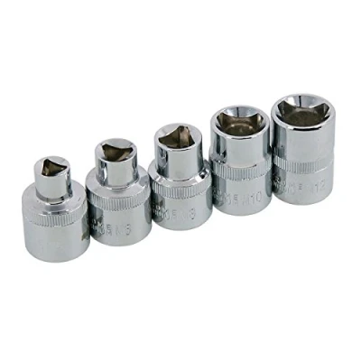 Image of Neilsen CT4028 5pc 1/2in DR Tri Point Socket Set for Injector Pumps, Sizes: M5 8mm, M6 10mm, M8 12mm, M10 15mm, M12 16.5mm