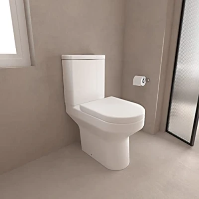 Image of Huiyang Close Coupled Toilet Rimless Soft Seat Ceramic Gloss White Bathroom WC Pan