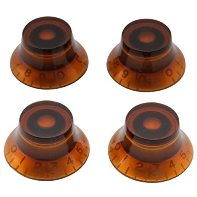Image of Musiclily Metric Top Hat Bell Knobs Tone Volume Control for Epiphone Les Paul SG Electric Guitar, Amber (Set of 4)