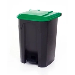 Image of Pedal Bin; 50L; Polypropylene; Grey Body &amp; Green Lid