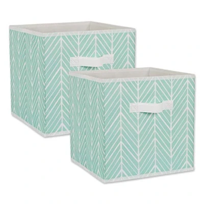 Image of DII Polyester Herringbone Bin, Aqua, Small Set, 11x11x11 Cube