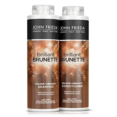 Image of John Frieda Brilliant Brunette Colour Vibrancy Shampoo and Conditioner Duo Pack 2 x 500 ml, Bundle for Hair