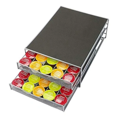 Image of 2 Tier Coffee Machine Stand &amp; 72 Capsule Pod Holder Storage Drawer for Nespresso Dolce Gusto Capsules