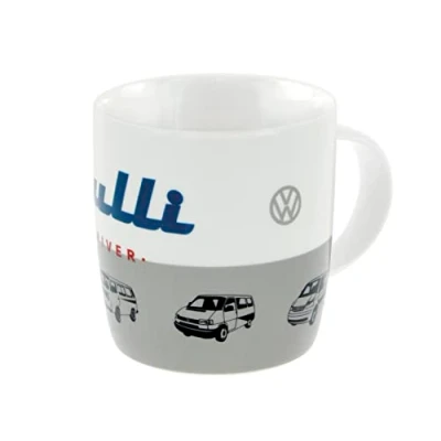 Image of BRISA VW Collection Volkswagen Large Ceramic Coffee Tea Cappuccino Mug Cup in T1 T2 T3 T4 T5 T6 Bus Design (370 ml/12.5 fl oz/Bulli Driver/Gray)
