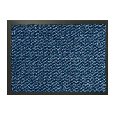 Image of KAV Washable Door Mat Dirt Trapper Durable Indoor And Outdoor Non Slip Doormats Large Floor Mats For Front Back Door, Home, office Perfect Dust Absorbent (Blue/Black, 90cm x 150cm)