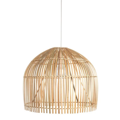 Image of Bali 1 Light Pendant, Bamboo Shade, Black Suspension