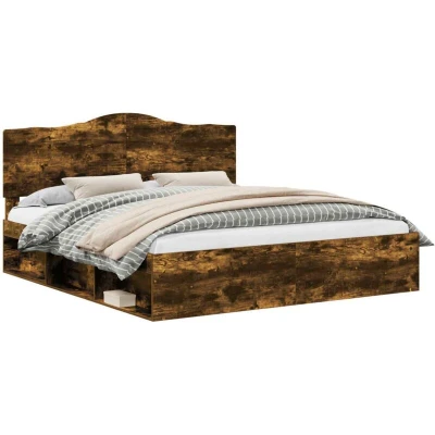 Image of vidaXL Bed Frame Smoked Oak 180 x 200 cm Solid Pine Wood