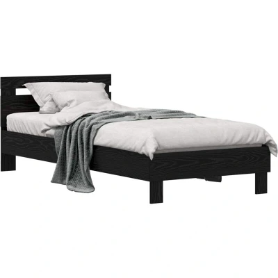 Image of vidaXL Bed Frame Black Oak 98.5 x 200 cm Engineered Wood