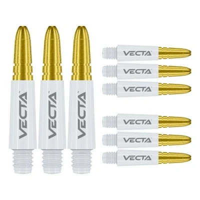 Image of WINMAU Dart Shaft Vecta Polycarbonate Stems 1 Set per pack (3 Darts Shafts in total) Professional Accessories White and Gold Short