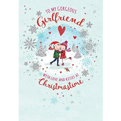 Image of Piccadilly Greetings Traditional Christmas Card Girlfriend 9 x 6 inches