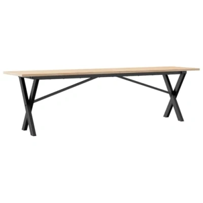 Image of vidaXL Coffee Table X Frame 160x40x45 cm Pine Wood &amp; Cast Iron Rectangular Brown Living Room/Lounge Area