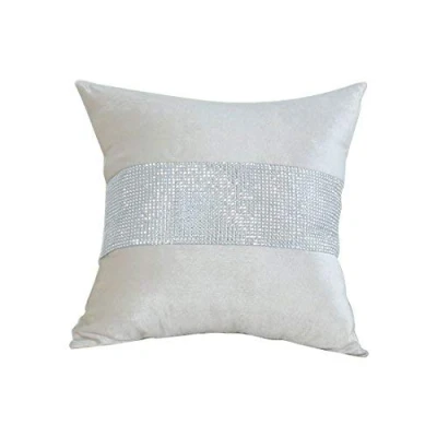 Image of N/A Colorful Diamond Band Tassel Cushion Cover (18&quot; x 18&quot;) (Cream)