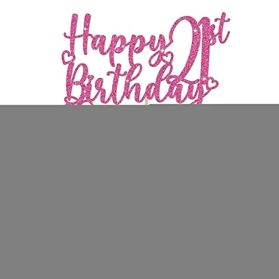 Image of GuteGifts Personalised Any Age Name Happy Birthday Cake Topper Customized with Love Hearts Party Decoration 13th 16th 18th 21st 30th 40th 50th 60th (Hot pink)