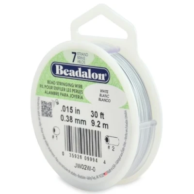 Image of Beadalon Bead Stringing Wire, Stainless Steel, White, .15 in / 0.38 mm