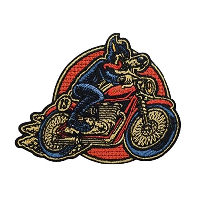Image of Lone Wolf on Tour Biker Retro Iron Patch Motorcycle Cowl Embroidery Patch, Back for Leather Vests Ironable Jacket Patches, Badges Finally Home