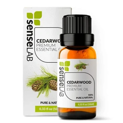 Image of SenseLAB Cedarwood Essential Oil — 100% Pure Extract Therapeutic Grade Oils for Diffuser and Humidifier Hair Skin Care Relaxing Woodsy Aroma (10 ml)