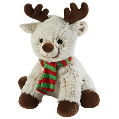 Image of Warmies Plush Marshmallow Reindeer Microwavable Weighted Teddy with French Lavender Scent, Hot or Cold for Cool Relaxation and Warm Relief